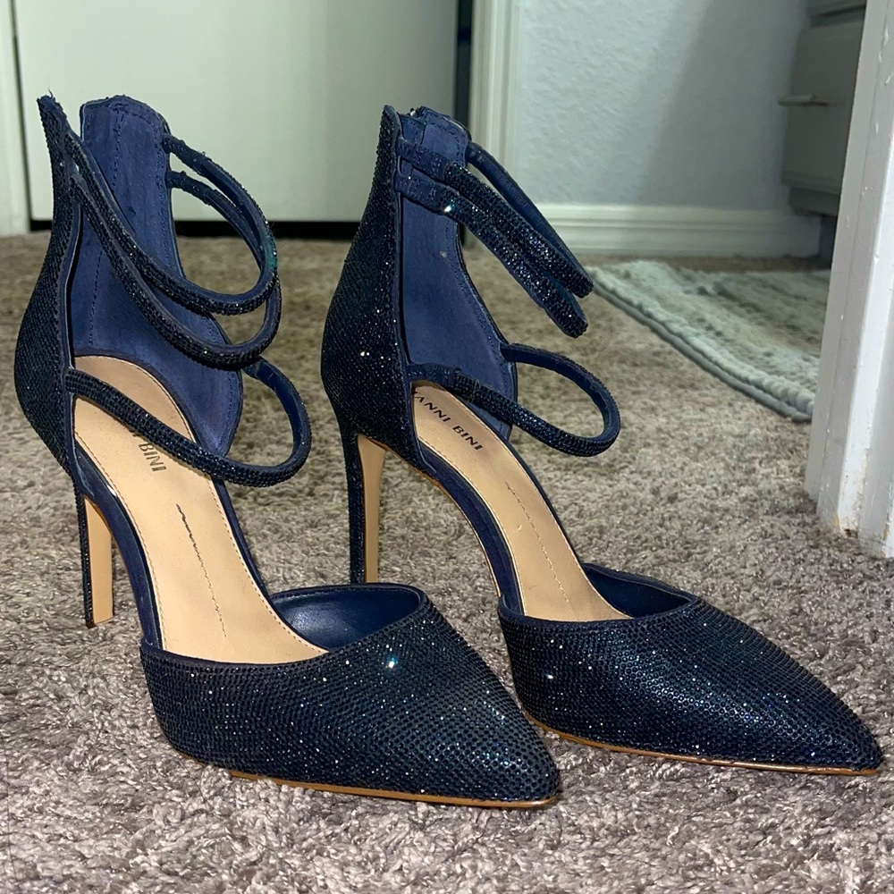 Blue Rhinestone Heels
